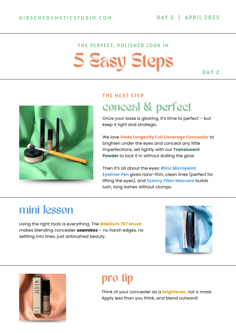 Day 2 of Kirsch's five-day makeup email series, written and designed by Julia