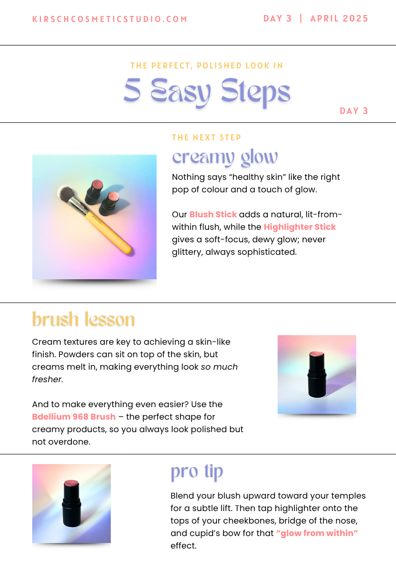 Day 3 of Kirsch's five-day makeup email series, written and designed by Julia